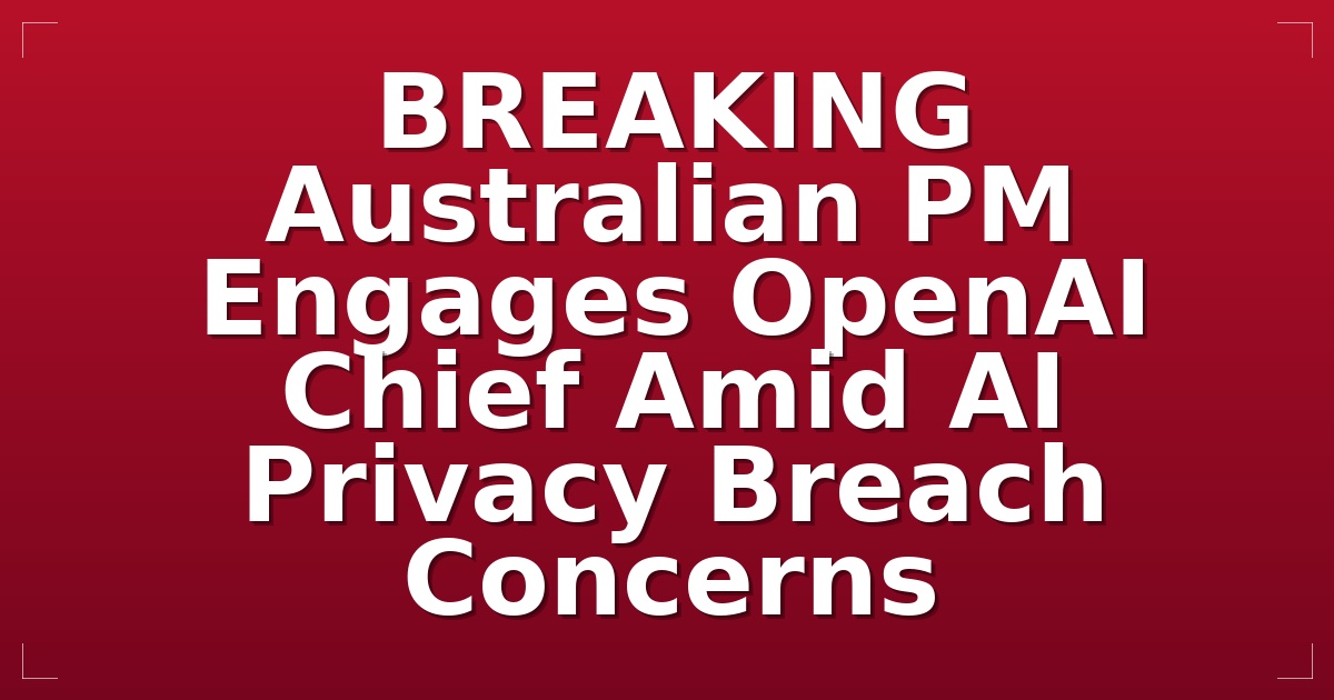 BREAKING: Australian PM Engages OpenAI Chief Amid AI Privacy Breach Concerns