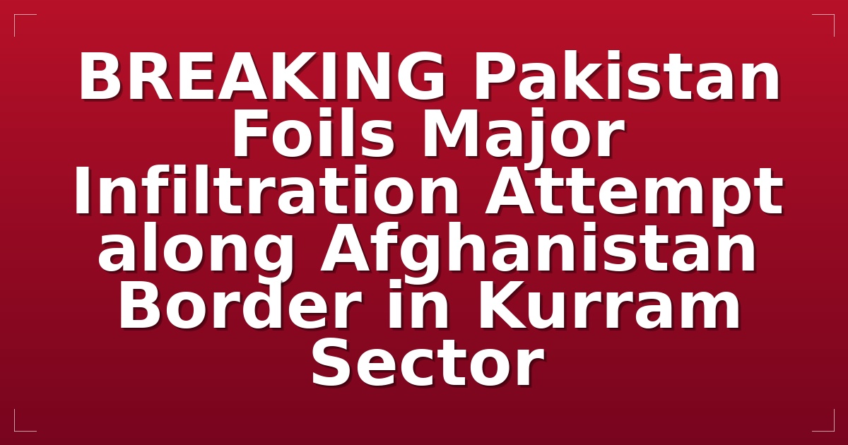 BREAKING: Pakistan Foils Major Infiltration Attempt along Afghanistan Border in Kurram Sector