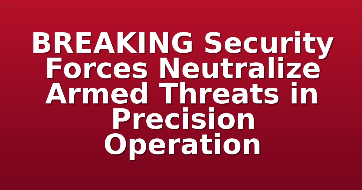 BREAKING: Security Forces Neutralize Armed Threats in Precision Operation