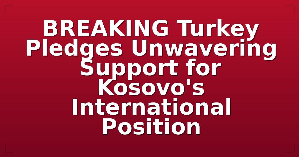 BREAKING: Turkey Pledges Unwavering Support for Kosovo's International Position