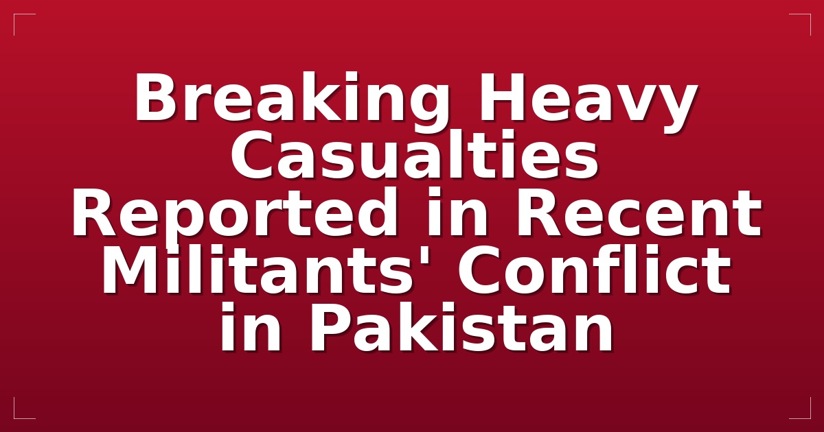 Breaking: Heavy Casualties Reported in Recent Militants' Conflict in Pakistan