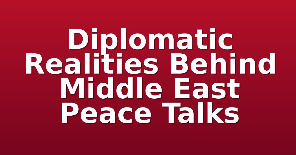 Diplomatic Realities Behind Middle East Peace Talks
