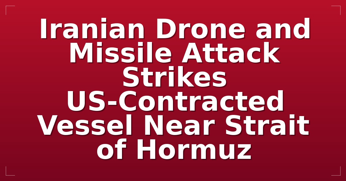 Iranian Drone and Missile Attack Strikes US-Contracted Vessel Near Strait of Hormuz