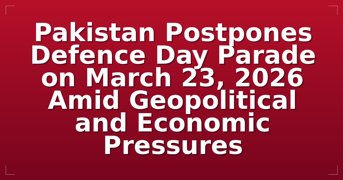 Pakistan Postpones Defence Day Parade on March 23, 2026 Amid Geopolitical and Economic Pressures
