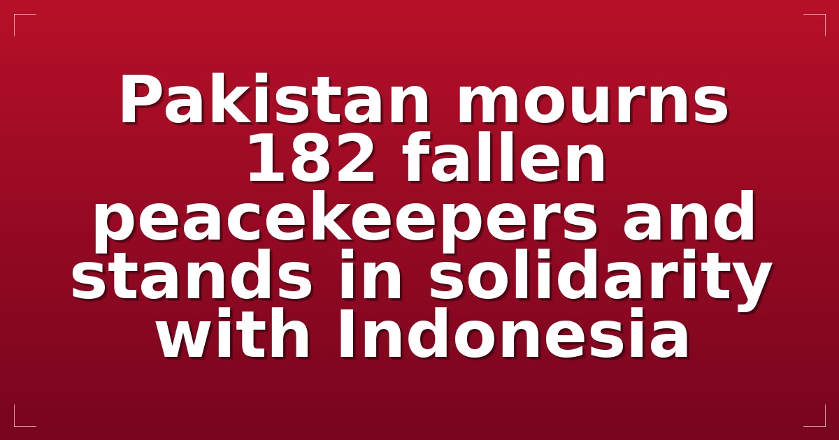 Pakistan mourns 182 fallen peacekeepers and stands in solidarity with Indonesia