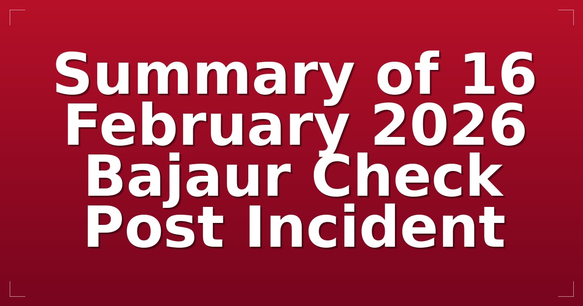 Summary of 16 February 2026 Bajaur Check Post Incident