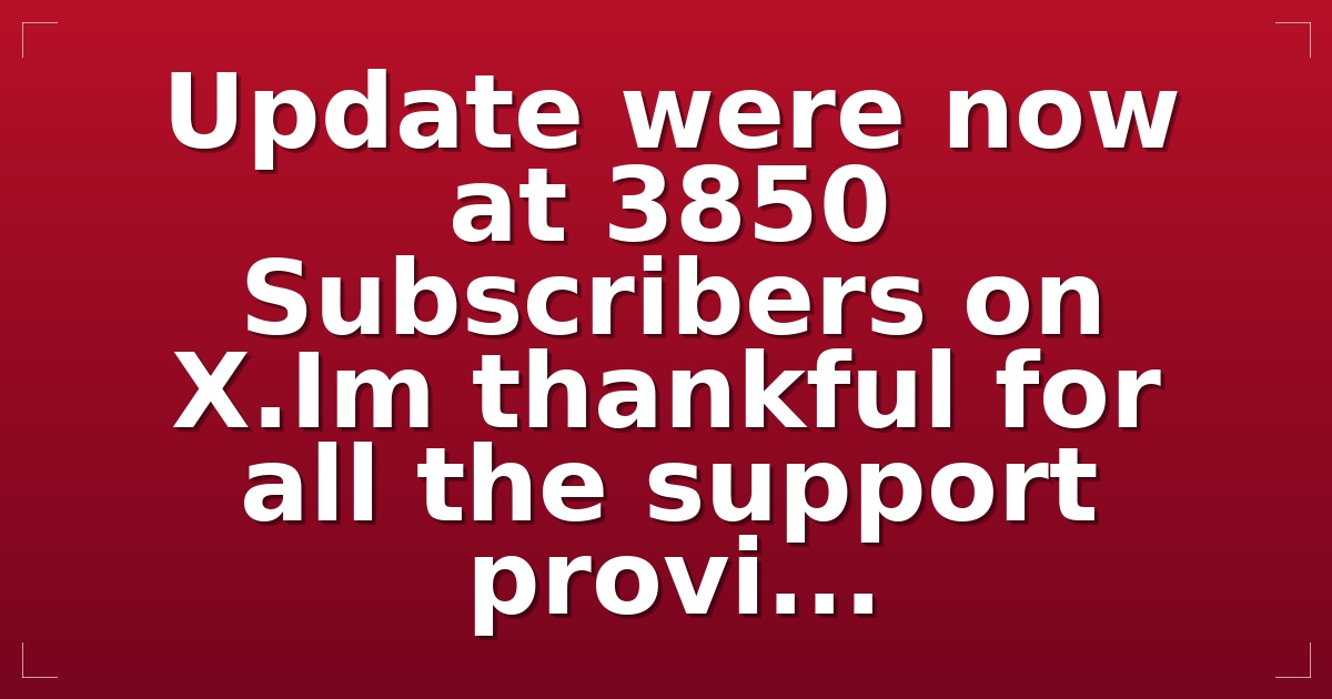 Update: were now at 38/50 Subscribers on X.Im thankful for all the support provi...