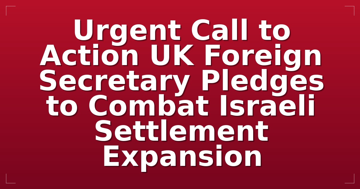 Urgent Call to Action: UK Foreign Secretary Pledges to Combat Israeli Settlement Expansion