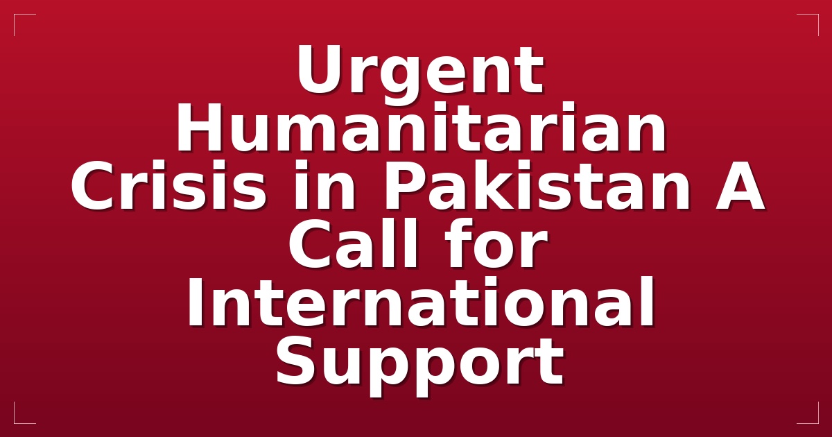 Urgent Humanitarian Crisis in Pakistan: A Call for International Support